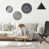 Contemporary Round Geometric Abstract 3-Piece Wall Decor Set - Dark Grey